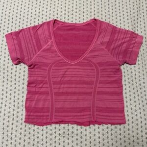 lululemon athletica Pink Striped Crop Top